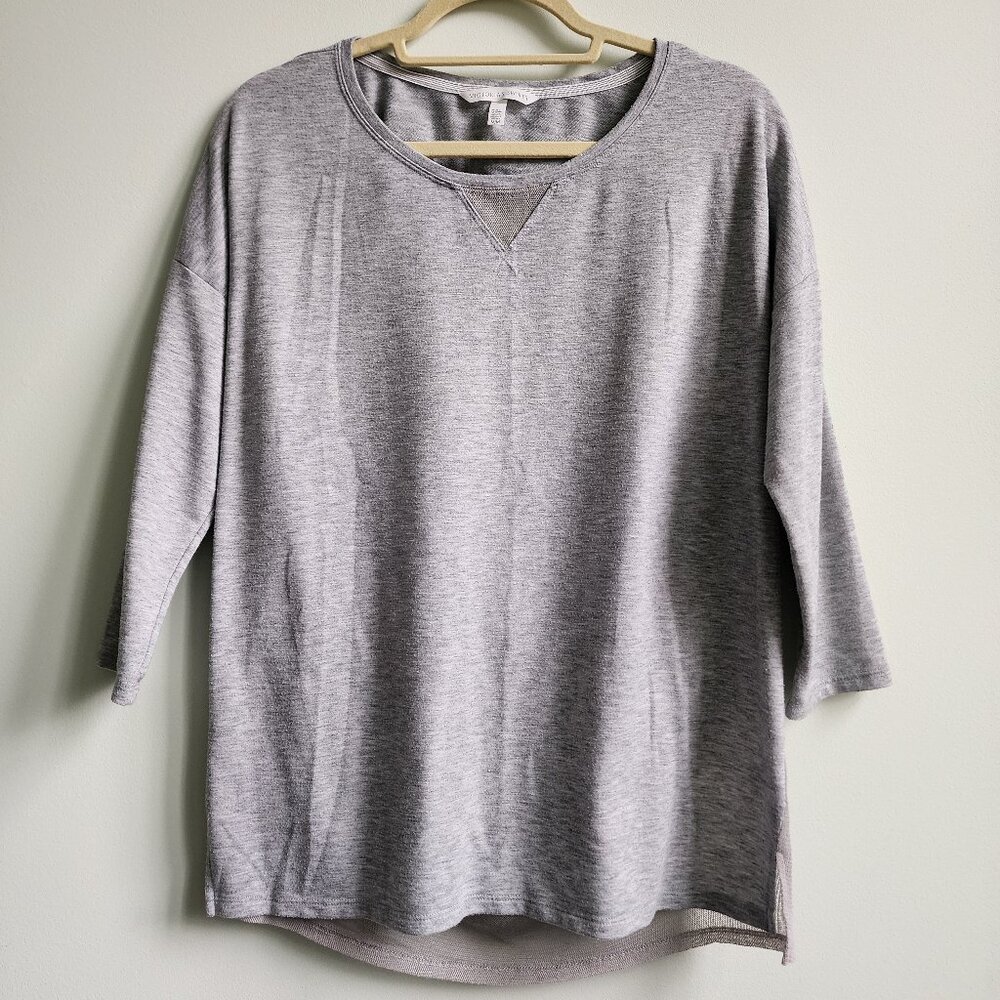 Victoria's Secret Heathered Grey 3/4 Sleeve Cut-Out Mesh Back Top, Size M